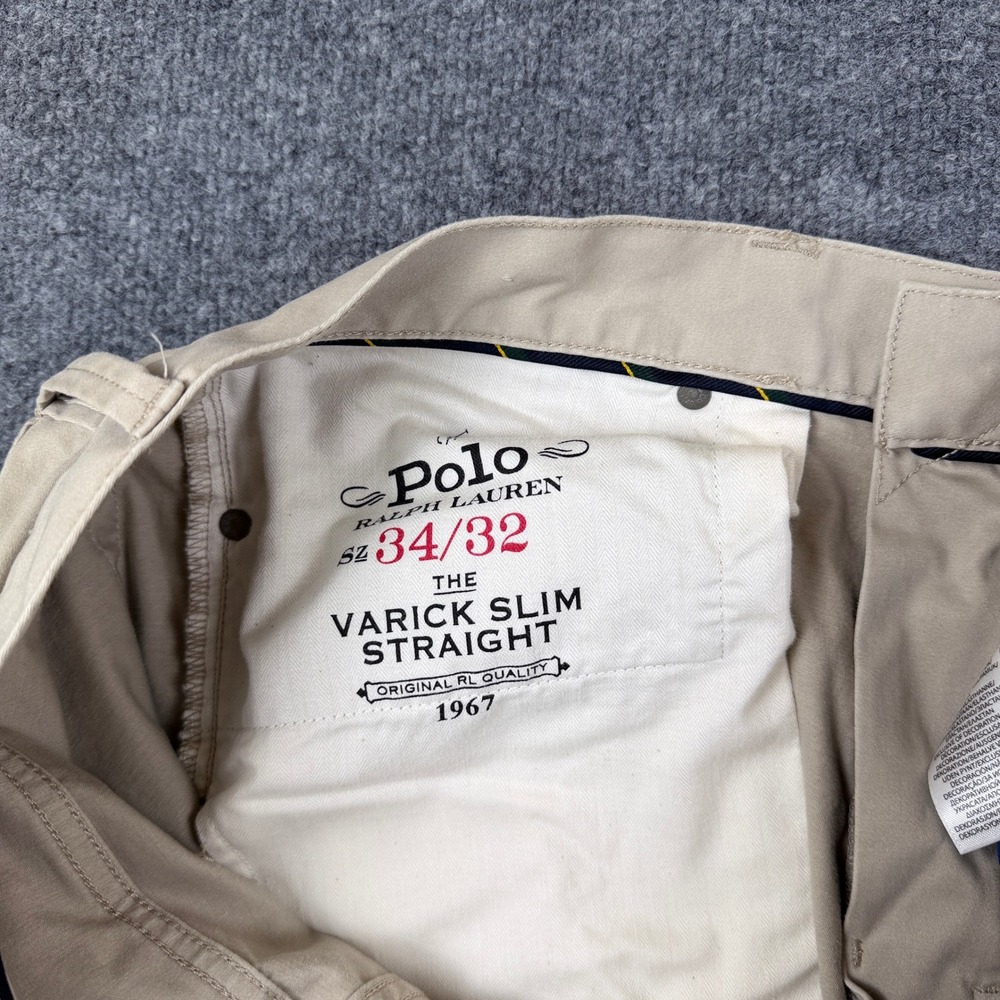 Polo Ralph Lauren Pants Mens 34x32 Brown Varick Slim Straight Chino Stretch - Picture 3 of 12